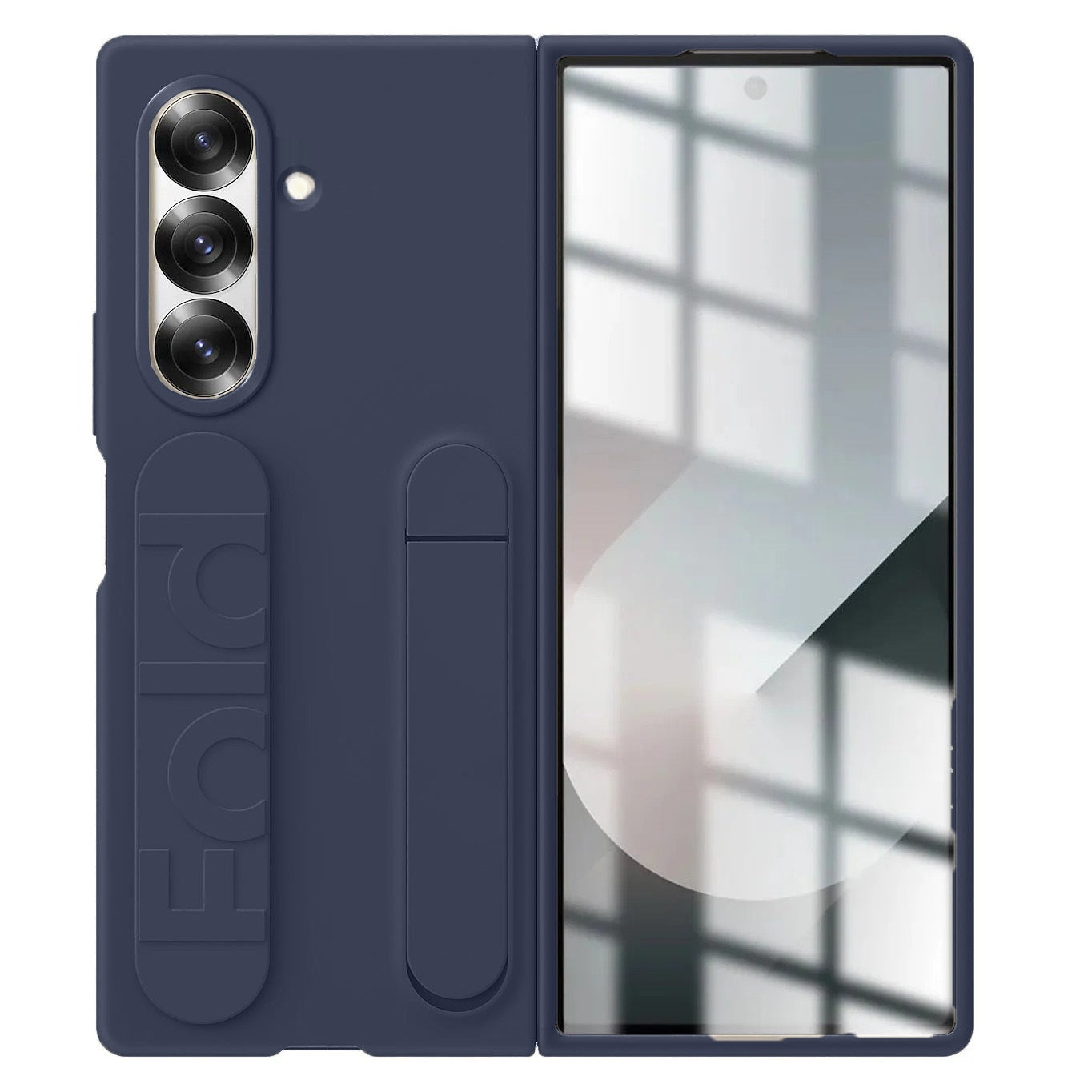 Samsung Galaxy Z Fold7 Skin Feel Case with Silicon Band & Kickstand - Blue