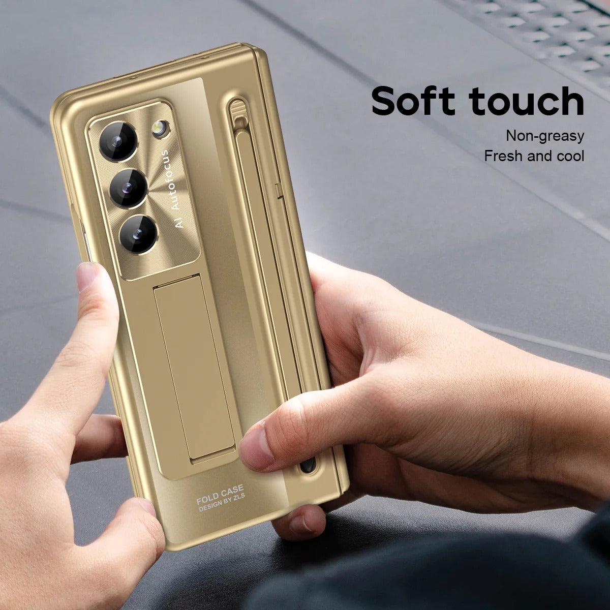 Samsung Galaxy Z Fold 6 Electroplating Back Cover Case with Kickstand, Stylus & Front Glass