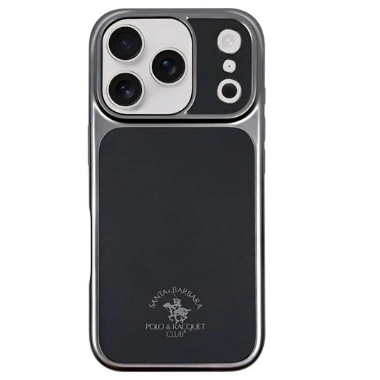 iPhone 17 Pro Max Leather Case, Original Santa Barbara Lucas Series Leather Back Cover - Black