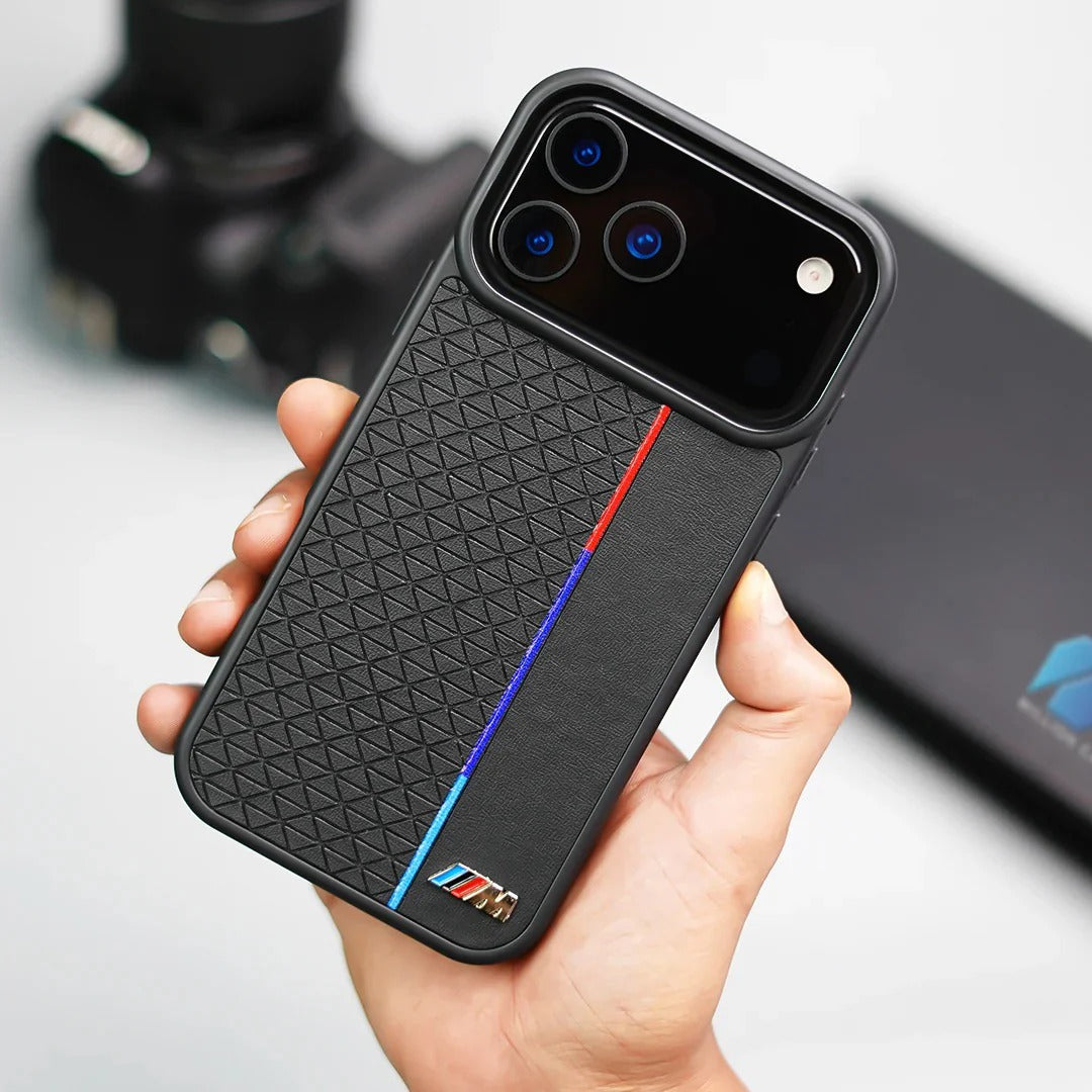 iPhone 17 Pro Max Case BMW M Sport Performance Series Leather Back Cover