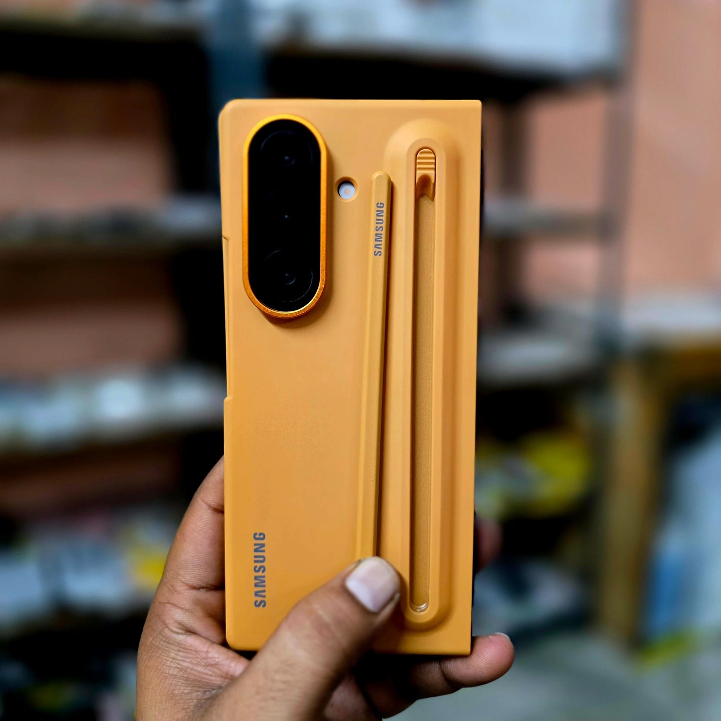 Samsung Galaxy Z Fold7 Skin Feel S Pen Case with Stylus - Orange