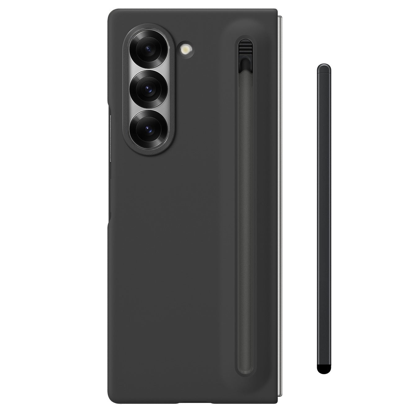 Samsung Galaxy Z Fold7 Skin Feel S Pen Case with Front Glass & Stylus - Black