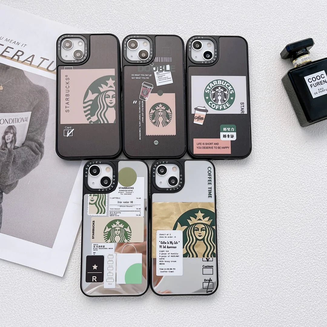 iPhone 13 Starbucks Reflective Mirror Case - Double