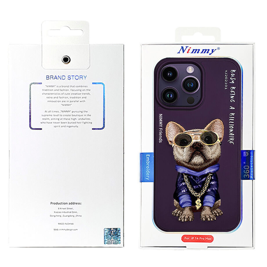 iPhone 14 Pro Nimmy Jacket Series Embroidery Case Cover - Deep Purple