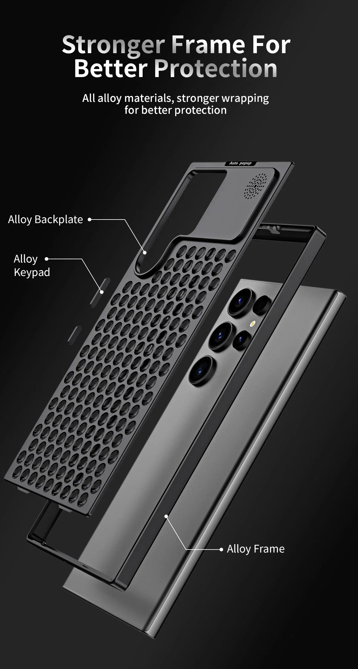 Samsung Galaxy S24 Ultra Metal Heat Dissipation Aluminum Cooling Case with Fragrance Aroma - Black