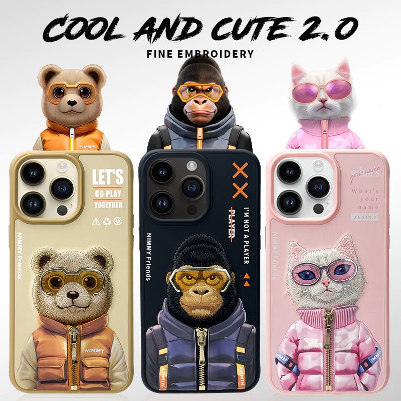 iPhone 15 Pro Max Nimmy Official Embroidery Jacket Series Case Cover - Teddy
