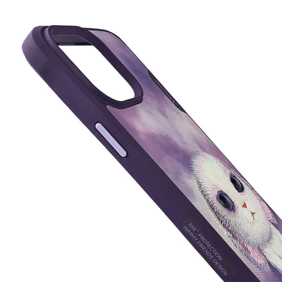 iPhone 14 Pro Max Nimmy Embroidery Shockproof Big Eyes Series Case - Purple