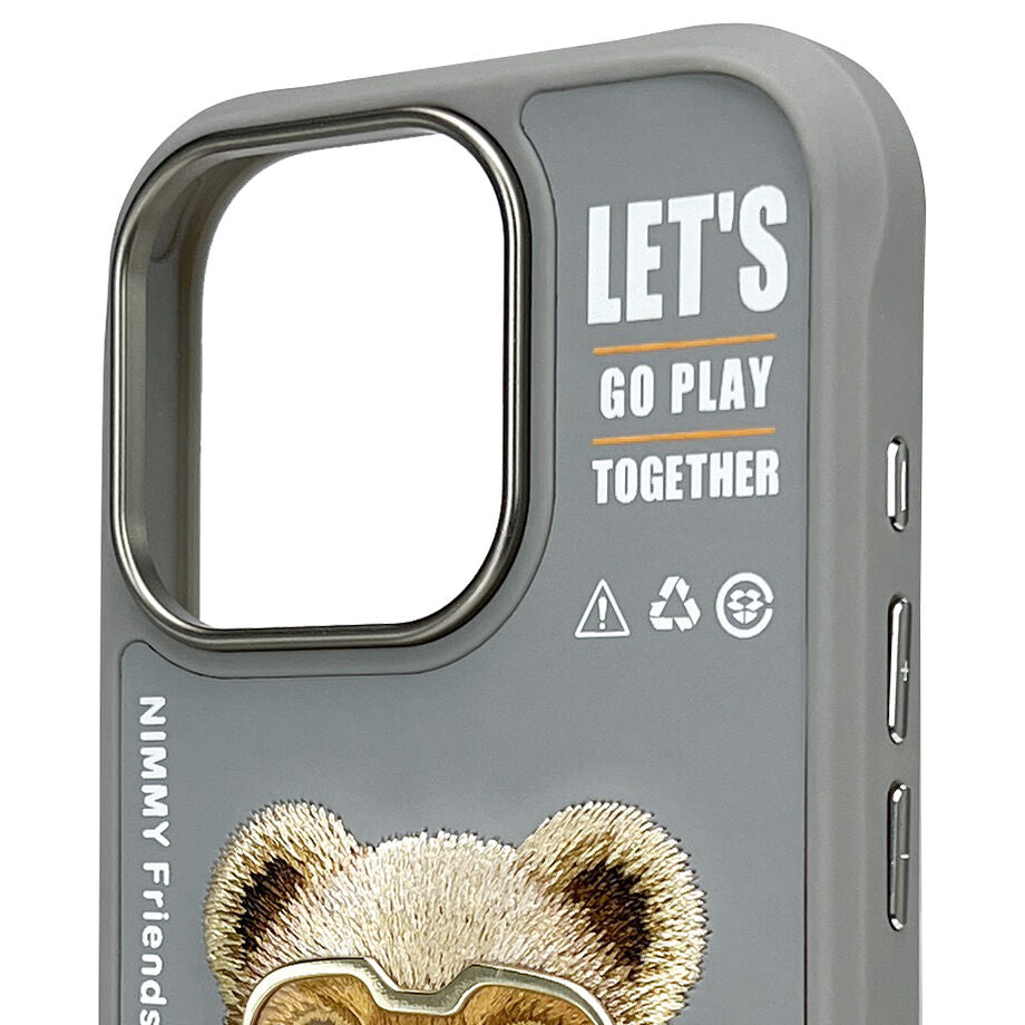 iPhone 16 Pro Nimmy Embroidery Jacket Series Back Cover - Titanium Gray