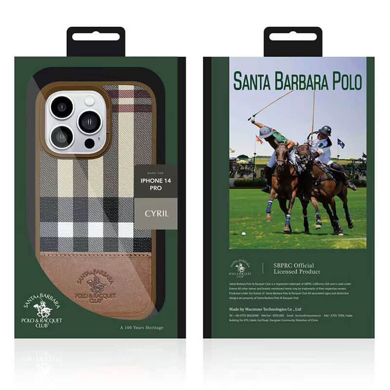 iPhone 14 Pro Max Santa Barbara Cyril Series Genuine Leather Case - Brown