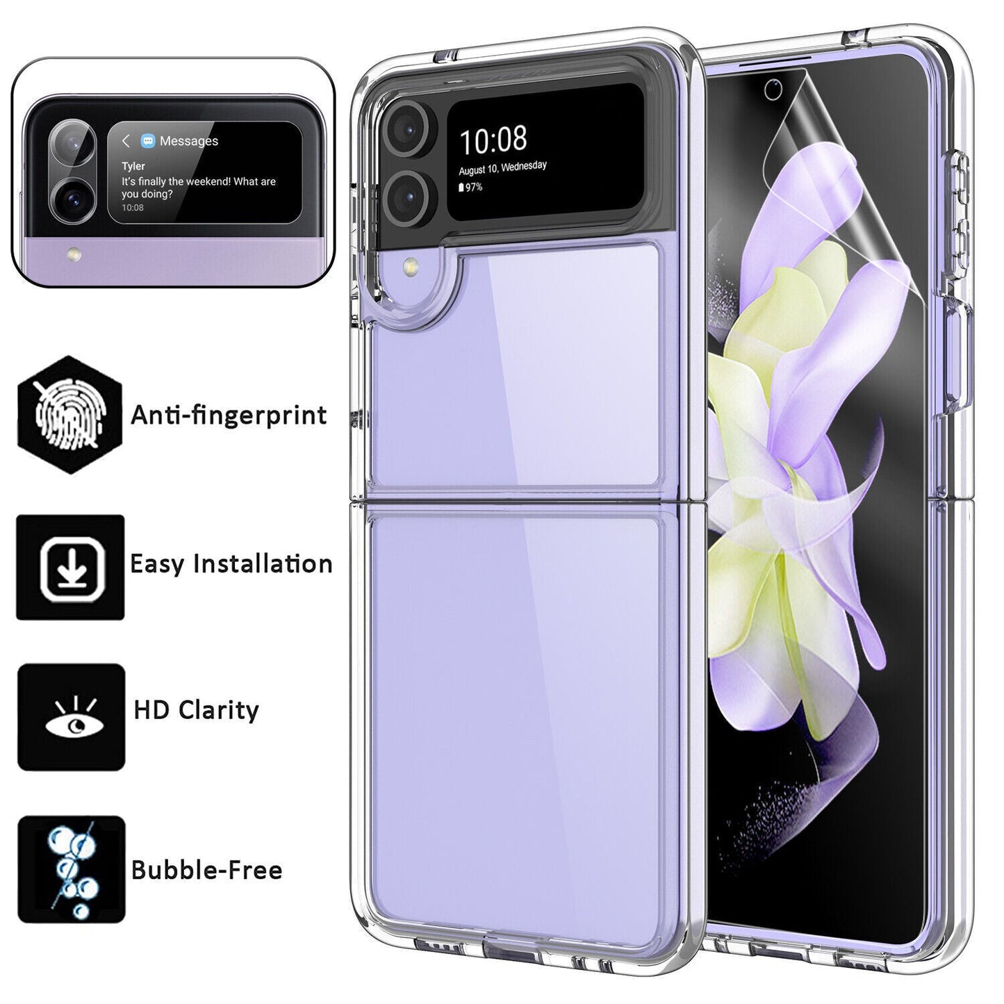 Samsung Galaxy Z Flip 3 Transparent Case with Bumper Camera Protection - Transparent