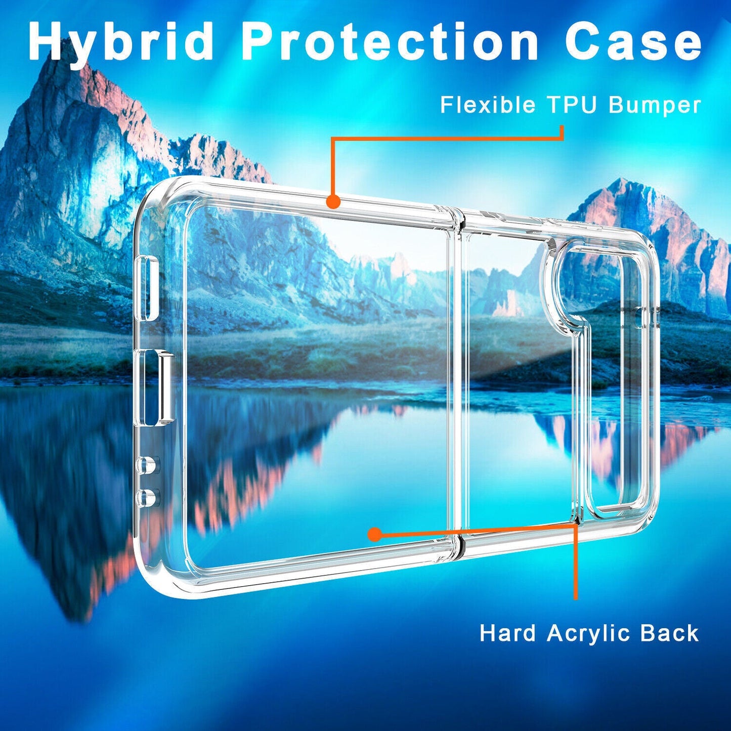 Samsung Galaxy Z Flip 3 Transparent Case with Bumper Camera Protection - Transparent