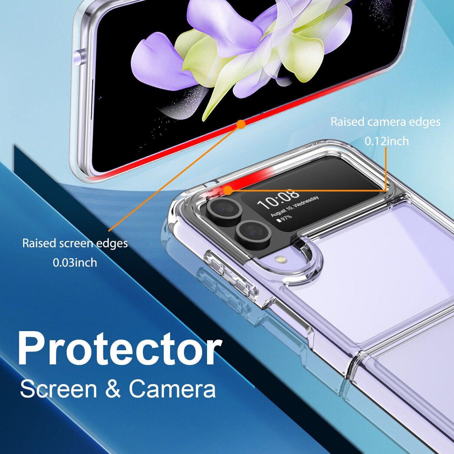 Samsung Galaxy Z Flip 3 Transparent Case with Bumper Camera Protection - Transparent