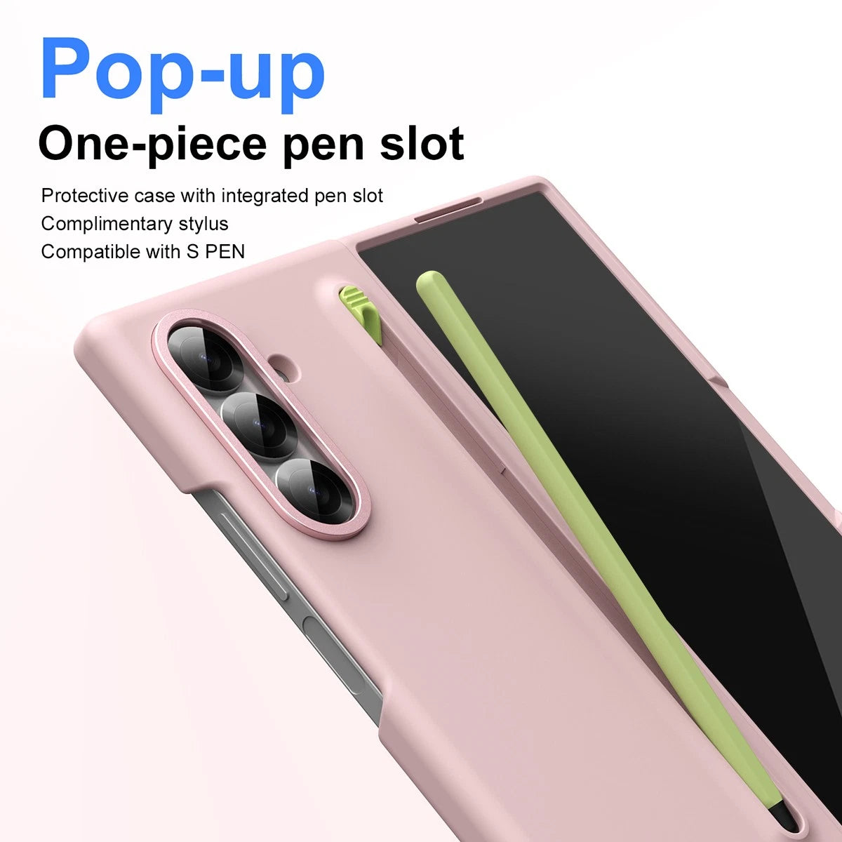 Samsung Galaxy Z Fold6 Slim Skin Feel S Pen Case with Front Glass Protection & Stylus - Pink