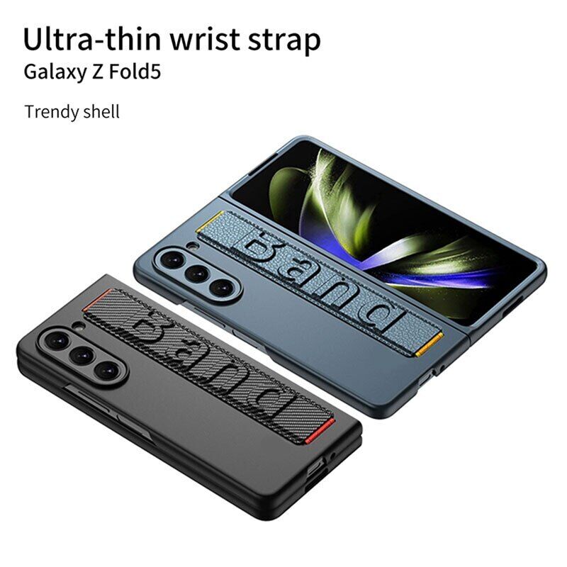 Samsung Galaxy Z Fold 5 Wristband Matte Hard Case - Black