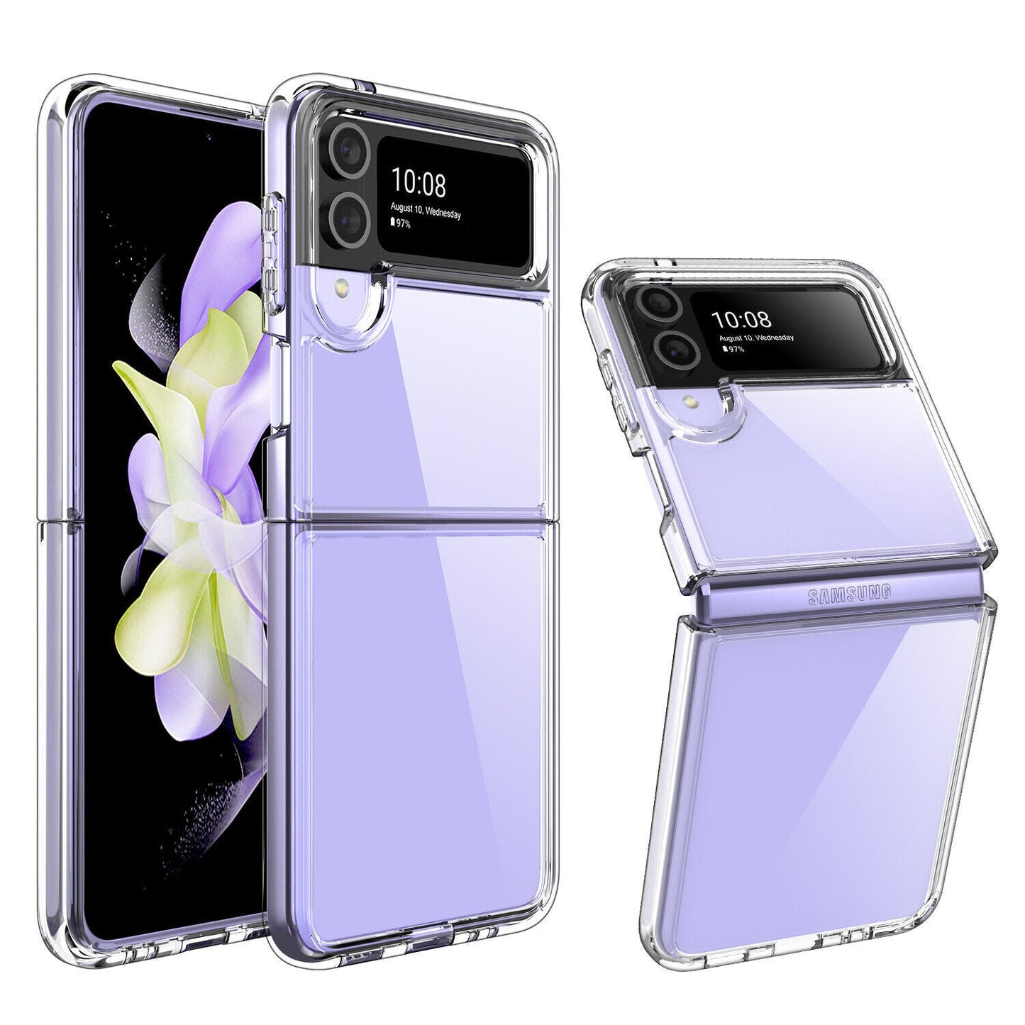Samsung Galaxy Z Flip 3 Transparent Case with Bumper Camera Protection - Transparent