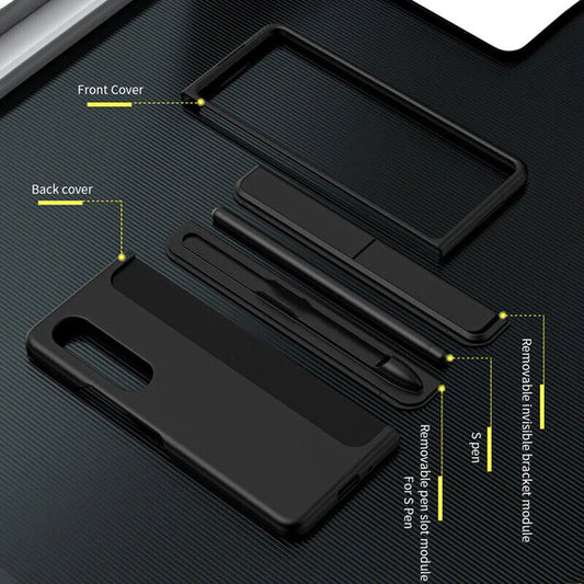 Samsung Galaxy Z Fold 5 Shockproof S Pen Stand Cover-Dark Purple
