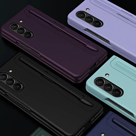Samsung Galaxy Z Fold 5 Shockproof S Pen Stand Cover-Dark Purple