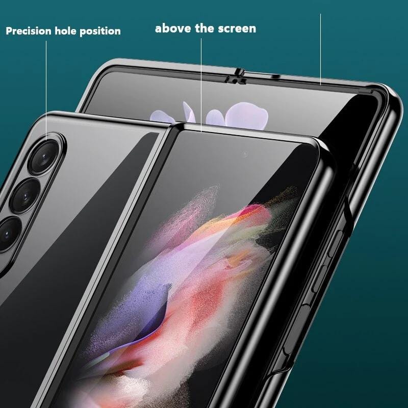 Samsung Galaxy Z Fold 3 Electroplated Frame Transparent Back Cover-Black