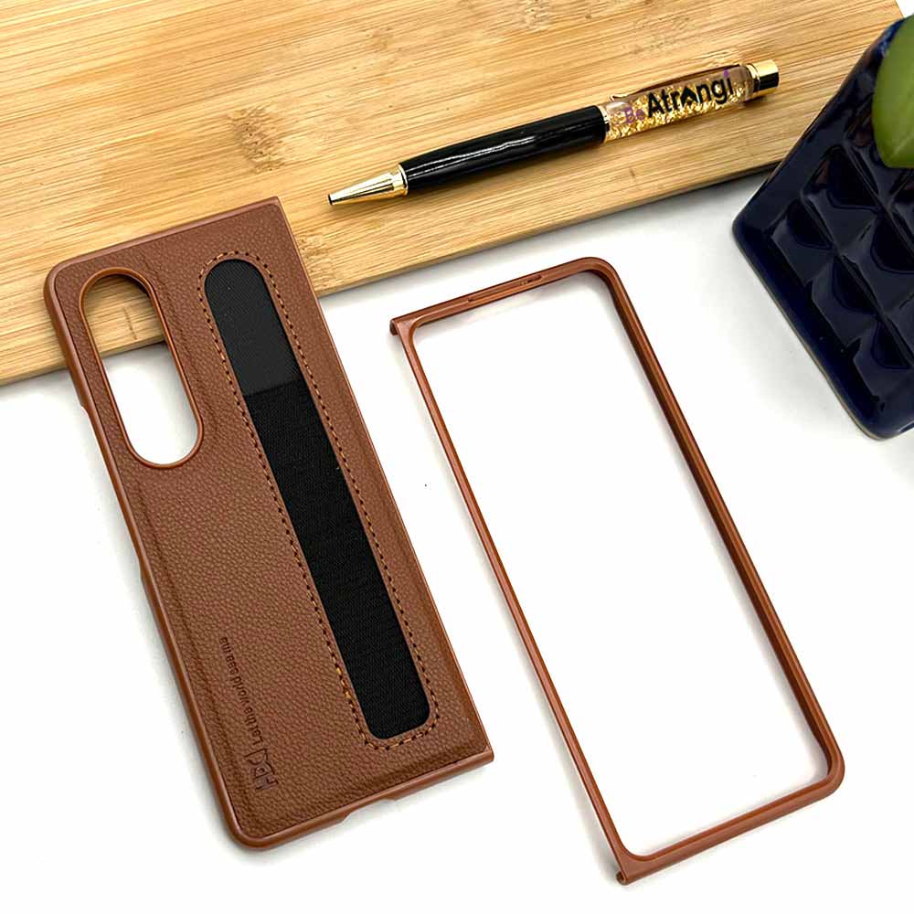 Samsung Galaxy Z Fold 5 HBD Leather Case With Pen Slot - Brown