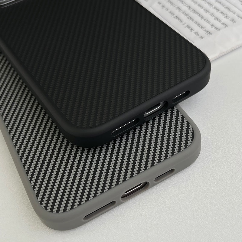 iPhone 15 Pro Max Smooth & Sleek Finish Soft Carbon Texture Case - Titanium