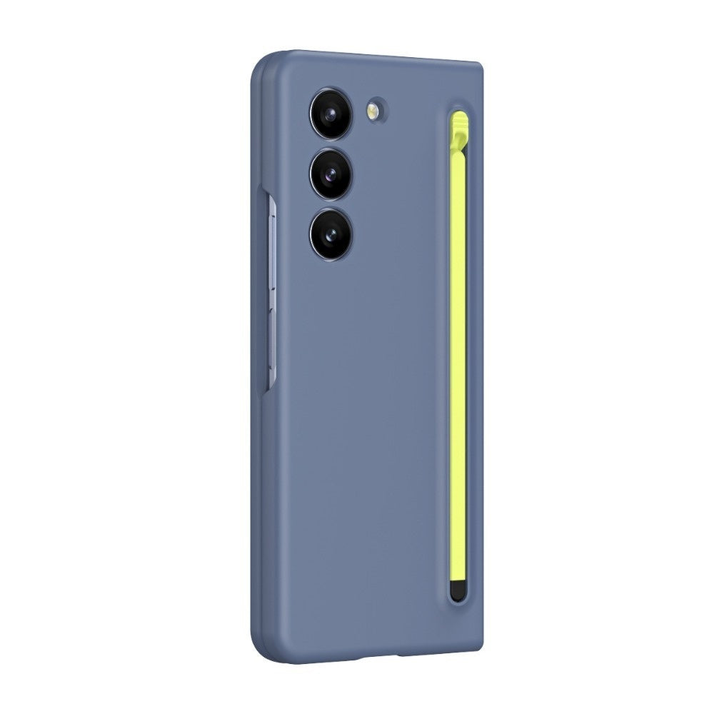 Samsung Galaxy Z Fold 5 Skin Feel Slim S Pen Case with Front Glass Stylus - Blue