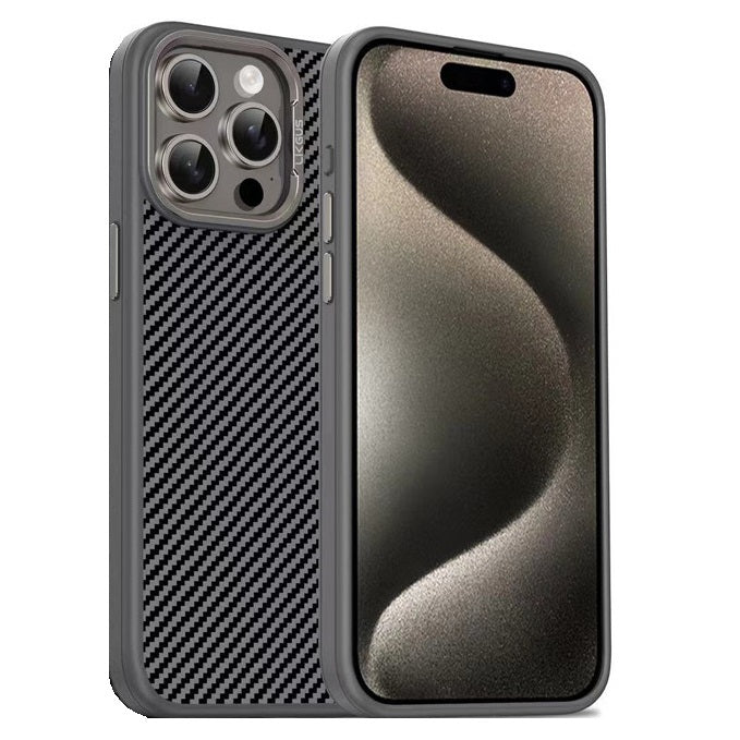iPhone 15 Pro Max Smooth & Sleek Finish Soft Carbon Texture Case - Titanium