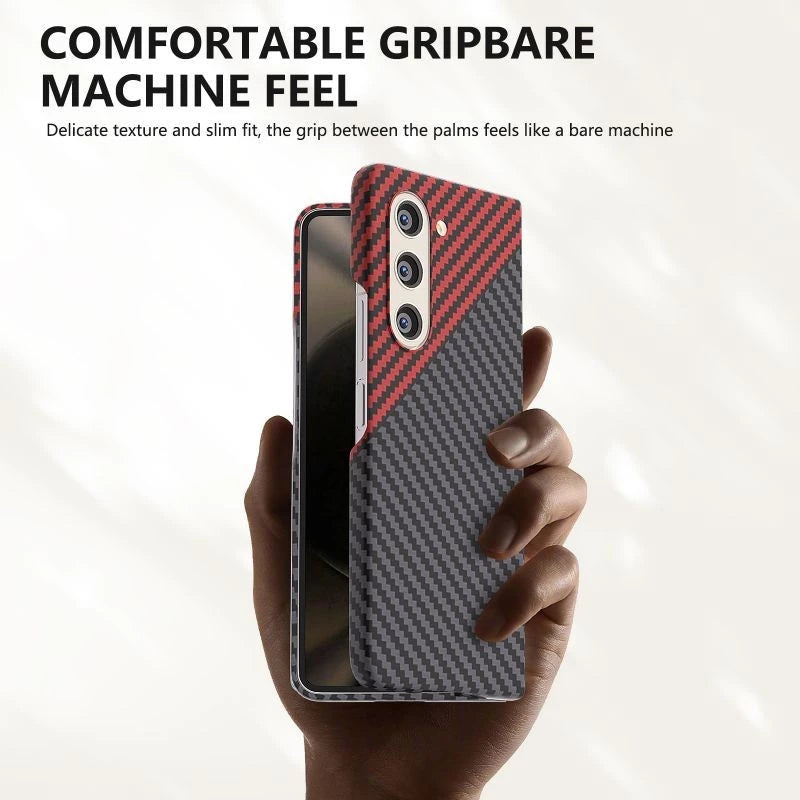 Samsung Galaxy Z Fold 5 Dual Shade Carbon Fiber Shockproof Case - Red