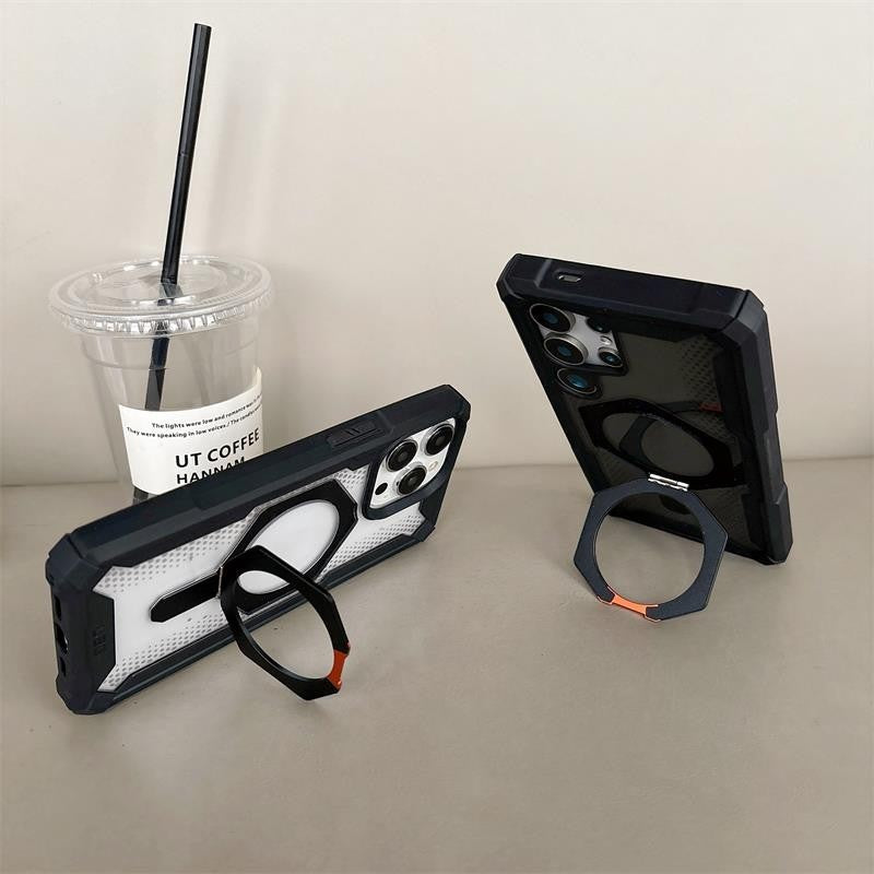 iPhone 15 Pro UAG Plasma XTE Rugged Armor with MagSafe & Metal Kickstand - Ice Clear