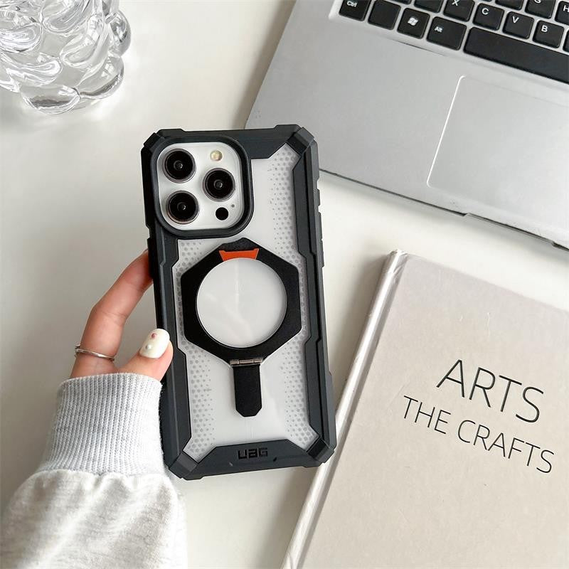 iPhone 15 Pro Max UAG Plasma XTE Rugged Armor with MagSafe Metal Kickstand Ice Clear