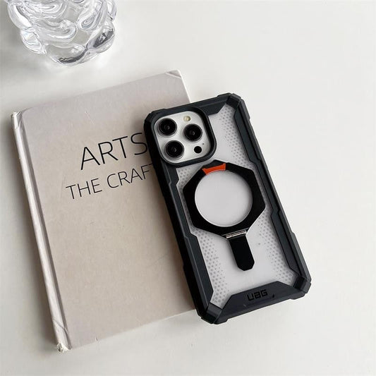 iPhone 15 Pro Max UAG Plasma XTE Rugged Armor with MagSafe & Metal Kickstand - Ice Clear