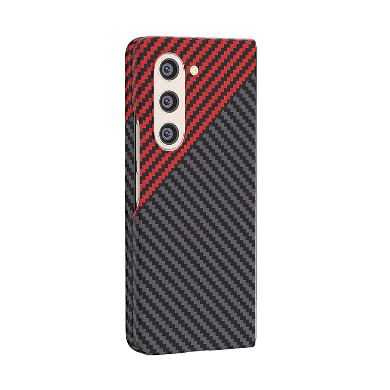 Samsung Galaxy Z Fold 5 Dual Shade Carbon Fiber Shockproof Case - Red