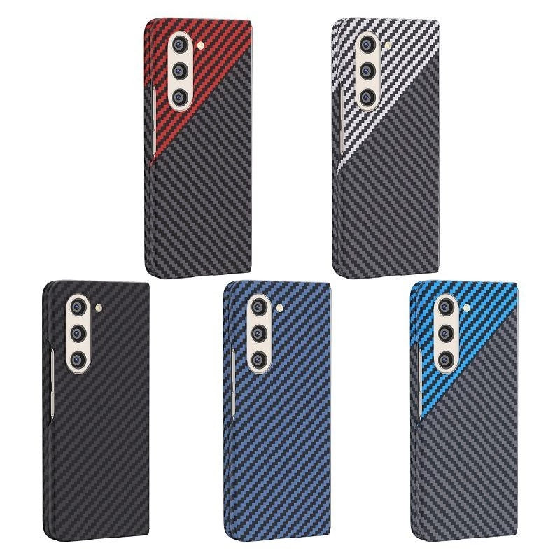 Samsung Galaxy Z Fold 5 Dual Shade Carbon Fiber Shockproof Case - Red