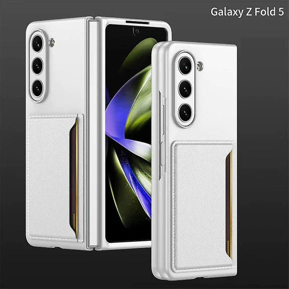 Samsung Galaxy Z Fold 5 PU Leather Card Holder Case-White