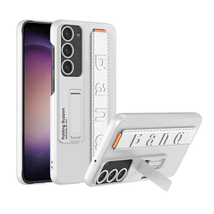 Samsung Galaxy S24 Plus Slim Hard PC with Wrist Strap Lightweight Camera Protection Band Case-White