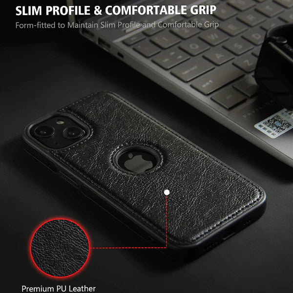 iPhone 13 Pro Max Luxury Elegant Leather Case - Black