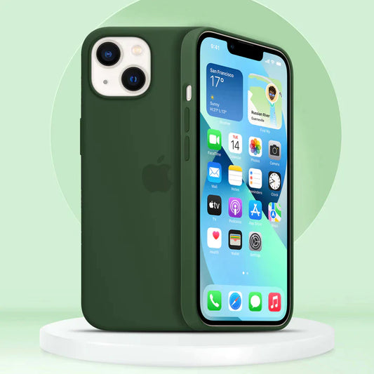 iPhone 14 Silicon Case with Inner Fabric - Green