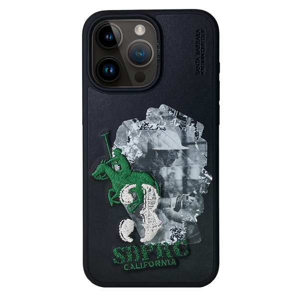 Santa Barbara Marcus Series Genuine Leather Case for iPhone 15 Pro Max - Black