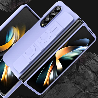 Samsung Galaxy Z Fold 4 Wrist Strap Full Protective Hard PC Case - Purple