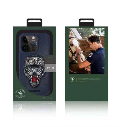 iPhone 15 Pro Max Santa Barbara Patti Series Leather Case - Blue