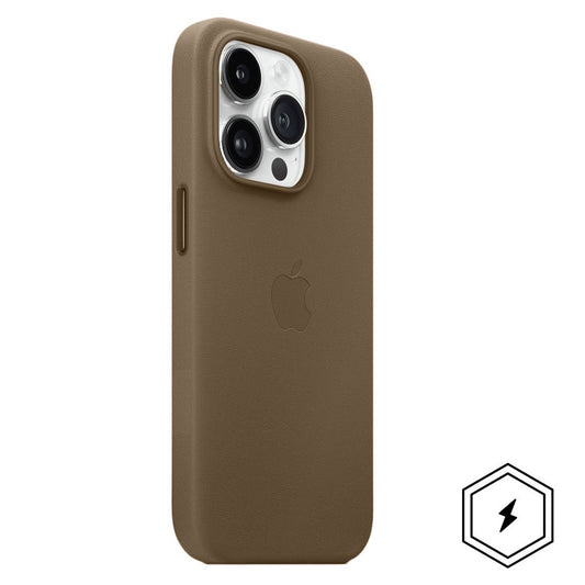 iPhone 15 Pro Max Leather Case with Magsafe & IC Animation - Natural Titanium