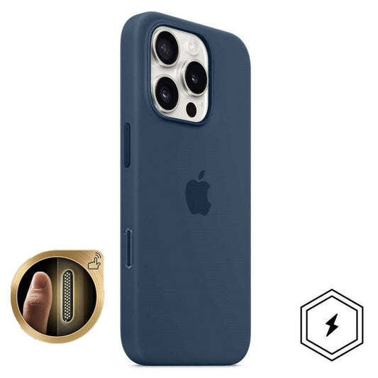 iPhone 16 Pro Silicon Case with Camera Control Button & Magsafe - Denim