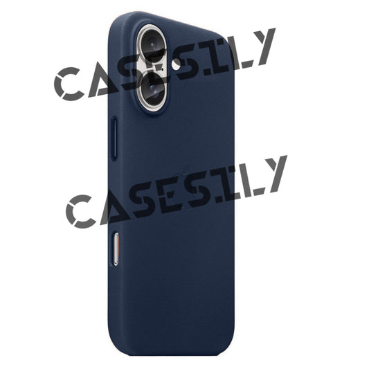 iPhone 16 Leather Back Cover Case - Navy Blue