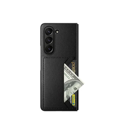 Samsung Galaxy Z Fold 5 HDB Card Holder Leather Case - Black