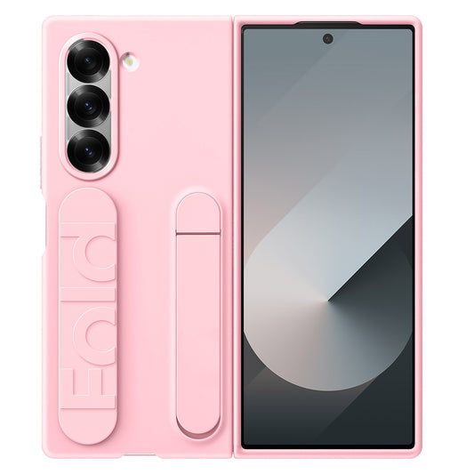 Samsung galaxy Z Fold6 Matte Skin Feel Case with Inbuilt Band & Stand - Pink