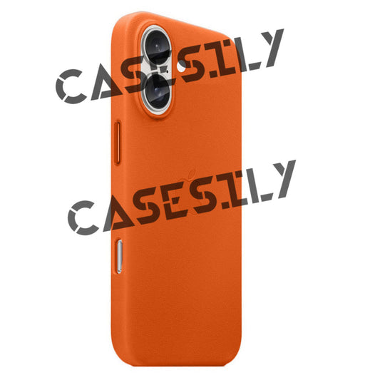 iPhone 16 Leather Back Cover Case - Orange