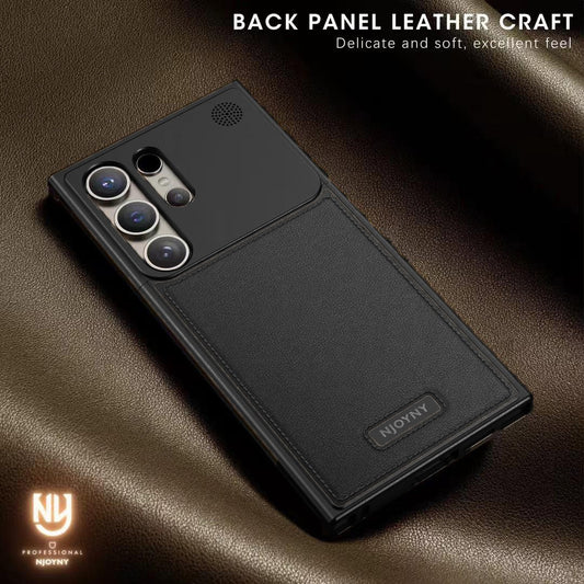Samsung Galaxy S24 Ultra Aero Flex Metal Frameless Leather Case with Built-in Magsafe & Aroma - Black