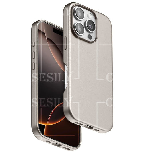 iPhone 16 Pro Business Series Genuine Leather Case with Magsafe - Titanium Gray