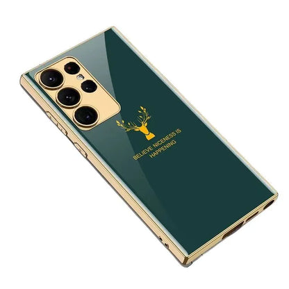 Samsung Galaxy S23 Ultra Deer Original Glass Case with Camera Protection - Green