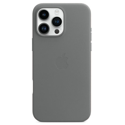 iPhone 16 Pro Max Leather Back Cover Case with MagSafe – Dark Gray