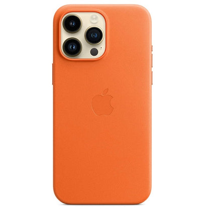 iPhone 15 pro Leather Back Cover Case with MagSafe – Orange